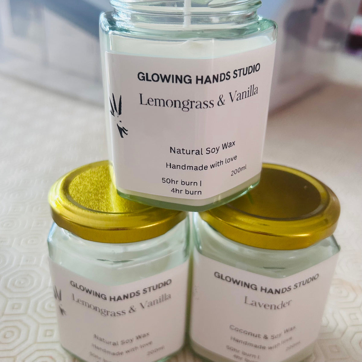Premium Lavender Soy Wax Candle | Glowing Hands Studio