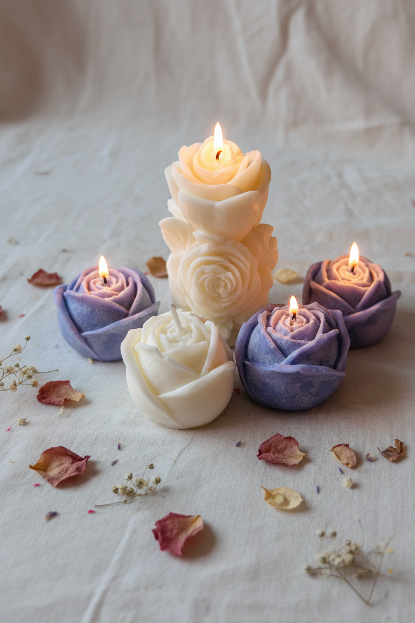 Multi-Rose Pillar Candle