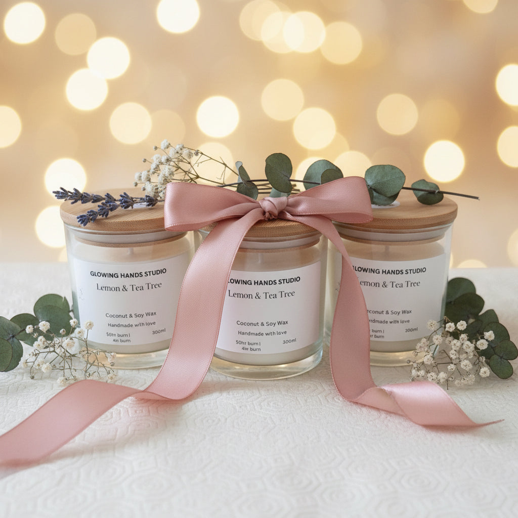Lemon & Tea Tree Coconut & Soy Wax Candle | Glowing Hands Studio