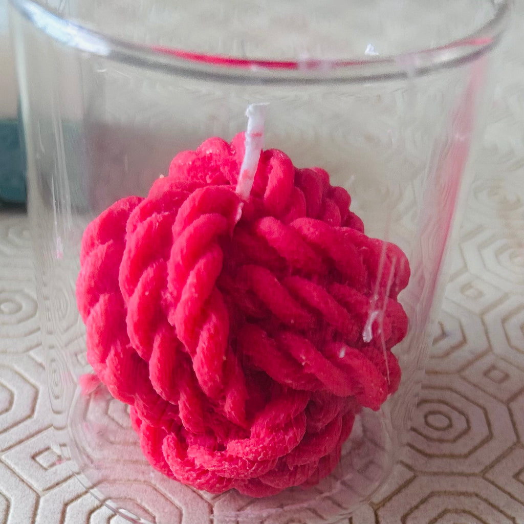 Handmade red rose jar candle top view