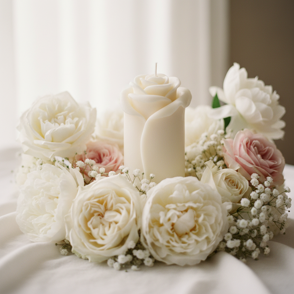 Garden Rose Pillar Candle