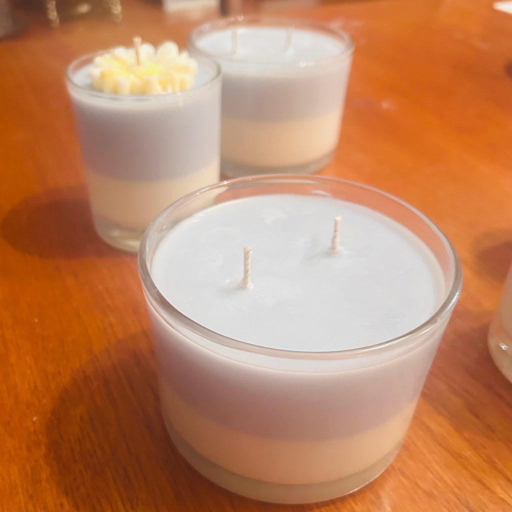 Handmade peach bubble cube candle