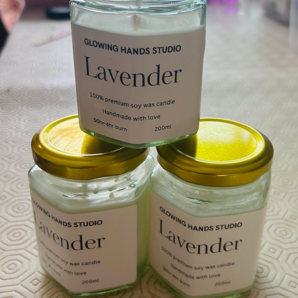 Premium Lavender Soy Wax Candle | Glowing Hands Studio